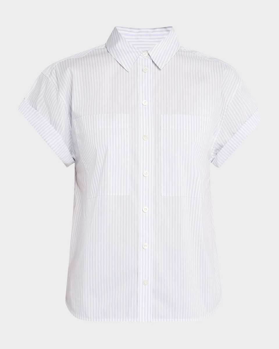 Stripe Short-Sleeve Button-Front Shirt
